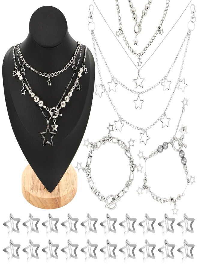 MVVM Y2k Accessories Set Included Star Y2k Silver Necklace Grunge Layered Necklace Hip Hop Pants Chain 20pcs Star Hair Clip for Women Birthday Party Holiday Gifts - Image 1